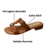 Tamanco Piccadilly Feminino Ocre Ferragem dourada 