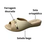 Tamanco Piccadilly Feminino Off White Ferragem dourada 