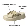 Tamanco Vizzano Feminino Branco Off Dourado 