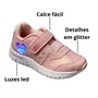Tênis Kidy Infantil Feminino Nude Luzes Led