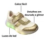 Tênis Kidy Infantil Feminino Ouro Luzes Led 