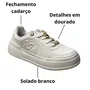 Tênis Kolosh Feminino White Ferragens Douradas