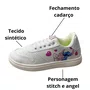 Tênis Mini Pé Feminino Infantil Branco Stitch 