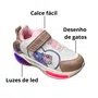 Tênis Mini Pé Infantil Gatinhos Feminino Branco Luzes Led 