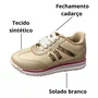 Tênis Molekinha Feminino Infantil Creme Dourado 