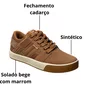 Tênis Ollie Masculino Camel Cadarço 